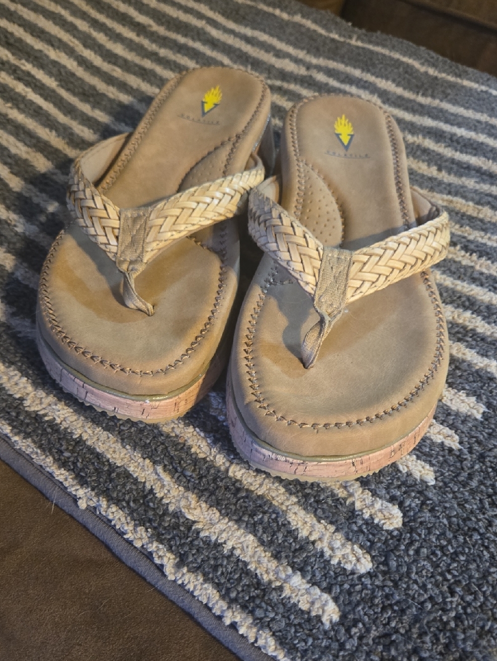 Volatile Tan Braided Thong Flip Flop Sandals